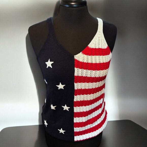 Red Stars and Stripes Flag Pattern Knitted Tank - Picture 13 of 13